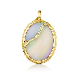 An Opal and Diamond Pendant