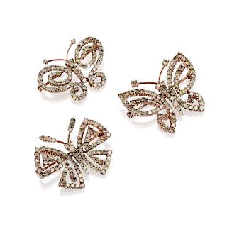 A Set of Diamond Butterfly Pins