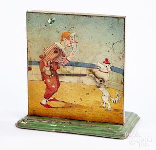 Bing tin lithograph clown with dog steam toy