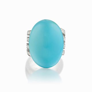 A Very Fine Turquoise and Diamond Ring