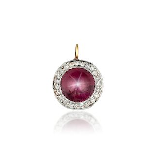 Antique Star Ruby and Diamond Pendant