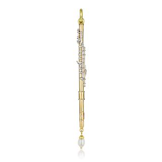 A Diamond and Pearl Flute Pendant