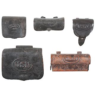 Lot of Five USN Leather Cartridge Boxes