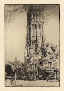 MacLaughlan - Market Tower, Tours - Original, Signed Etching
