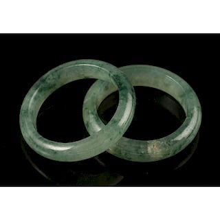 Nephrite Jade Band Rings, Lot of Two