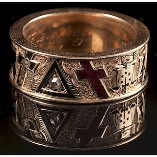 14k Gold Masonic Band Ring