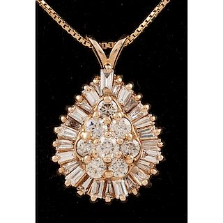 14k Diamond Pendant with Sterling Silver Chain