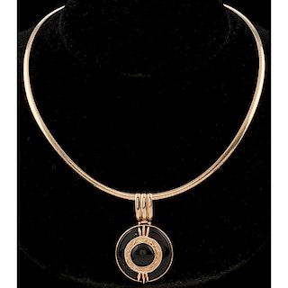 14k Gold Reversible Omega with Pendant