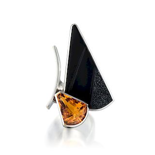 A Citrine and Druzy Ring