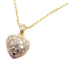 Cartier 18k Yellow Gold Diamond Large Heart Pendant Necklace