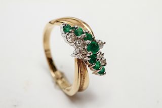 14K Gold Emeralds & Diamonds Lady's Ring