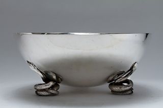 Marcus & Co. Silver Snake Footed Centerpiece Bowl