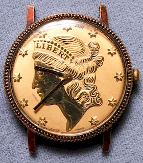 Hilton "Liberty 1891" Coin Motif Watch Swiss Made