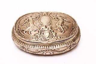 Neoclassical Continental Silver Repousse Box w Lid