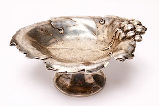 Watson Co Silver Repousse Grapes Leaf Footed Tazza