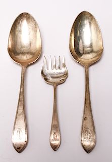 Dominick & Haff 2 Serving Spoons & Sardine Fork, 3