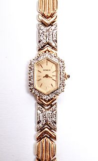 14K Gold & Diamonds Geneve Hexagonal Lady's Watch