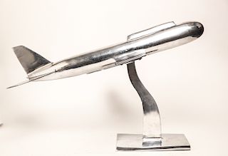 Modern Chromed Aluminum Plane on Stand