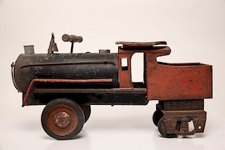 Keystone Ride On Steel Toy Train Engine, 1930s