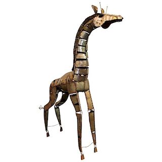 Brutalist Large Welded Metal Giraffe Sculpture