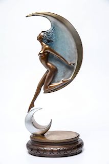 Angelo Basso La Luna Female Nude Bronze Sculpture