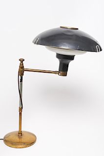 Swing-Arm Table Lamp Painted Metal & Brass Vintage