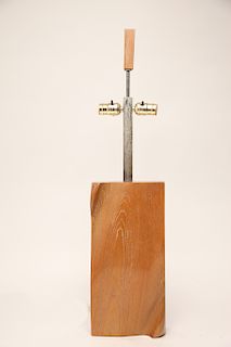 Mid-Century Slab Oak Table Lamp
