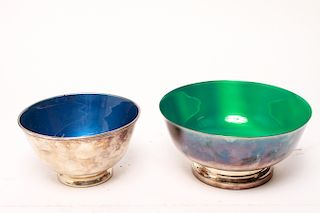 Mid-Century Silverplate & Enamel Revere Bowls, 2
