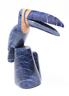 Toucan Sodalite Hard Stone Bird Sculpture