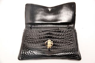 Gucci Black Alligator Shoulder Bag Clutch