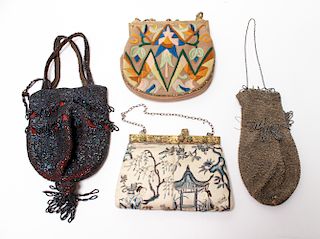 Antique Beaded & Embroidered Evening Bags, 4 Pcs