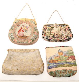 Ladies' Evening Bags Beaded & Embroidered, 4 Pcs