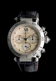 A Stainless Steel Chronograph Pasha Wristwatch, Cartier,