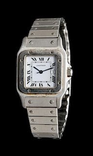 A Stainless Steel Santos Wristwatch, Cartier,
