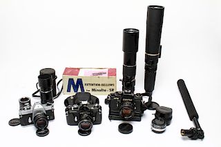 Group of Miscellaneous 35 mm Cameras & Lenses
