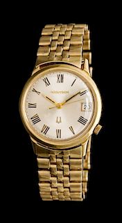 A 14 Karat Yellow Gold M6 Wristwatch, Accutron Bulova,