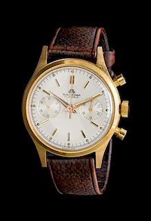 A Gold Plated Steel Two Register Chronograph Wristwatch, Bucherer,