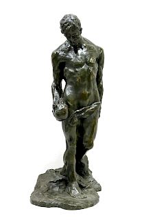 Alfredo Pina (Italian, 1883–1966) Man Holding Skull Bronze