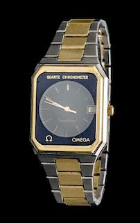 * A Steel and 14 Karat Yellow Gold Quartz Chronometer Constellation Wristwatch, Omega,