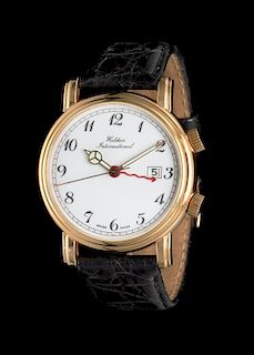 An 18 Karat Yellow Gold Alarm Wristwatch, Waldan International,