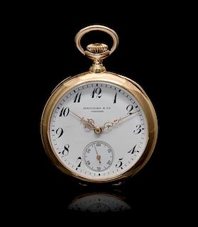 An 18 Karat Yellow Gold Open Face Pocket Watch, Patek Philippe for Spaulding & Co., Circa 1891,