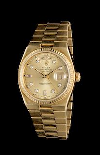 An 18 Karat Yellow Gold Ref. 19018 Oysterquartz Day-Date Wristwatch, Rolex, Circa 1981,