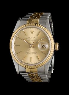 A Stainless Steel and 18 Karat Yellow Gold Ref. 16233 Datejust Wristwatch, Rolex,