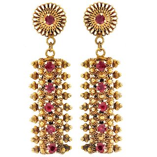 Vintage Ruby and 14K Gold Earrings