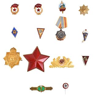 Fourteen (14) Military Metals/Pin Badges