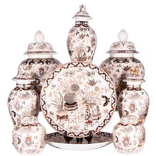 A matched set of nine Chinese porcelain mantel pieces.