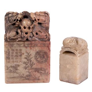 Two Chinese carved jade seals
