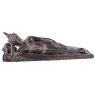 Thai bronze of reclining Buddha.