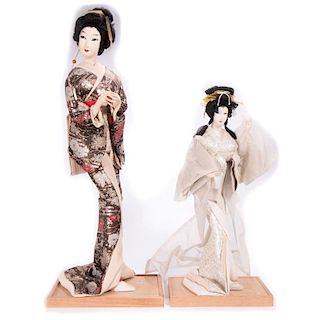 Two 20th century Japanese geisha dolls.