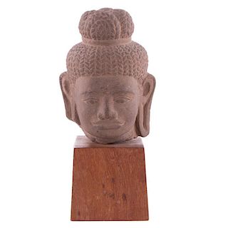 Khmer style carved head.